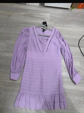 Forever 21 Lilac V-Neck Long Sleeve Ruffle Hem Dress